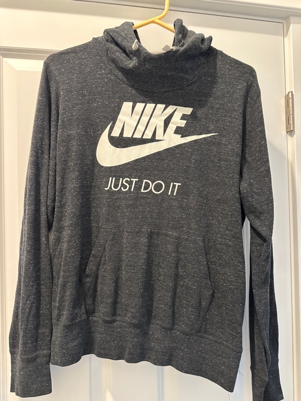 Nike Gray Heather Pullover Hoodie with White Logo